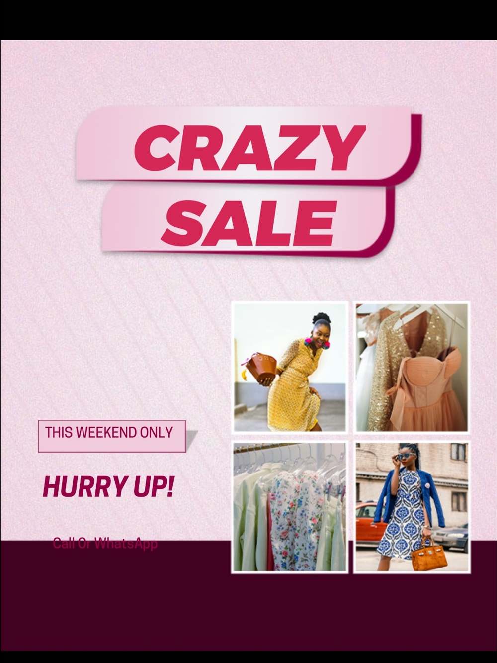 Crazy Sale Poster - Pink and Burgundy Graphics - Picture 2 of 2